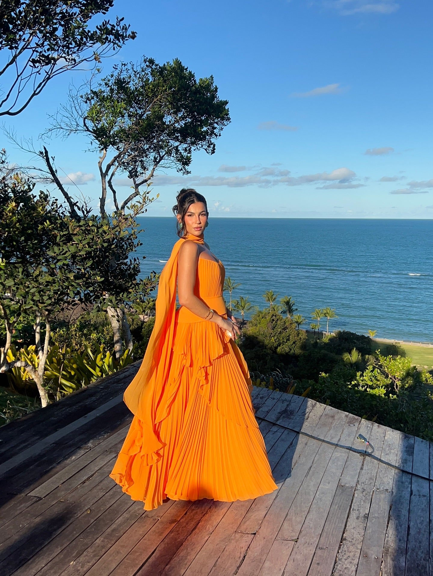 Chiffon Strapless Sleeveless Long Formal Dress With Pleated Scarf