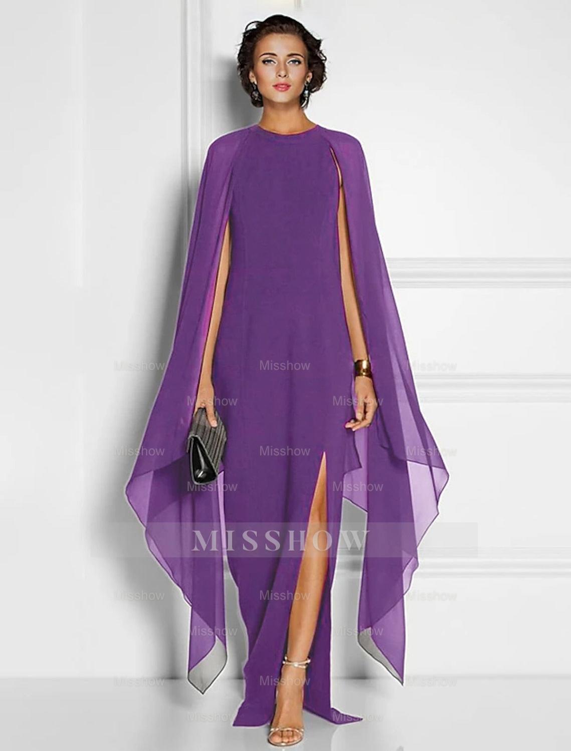Chiffon Wedding Guest Dresses with Side Split in Sheath/Column Style