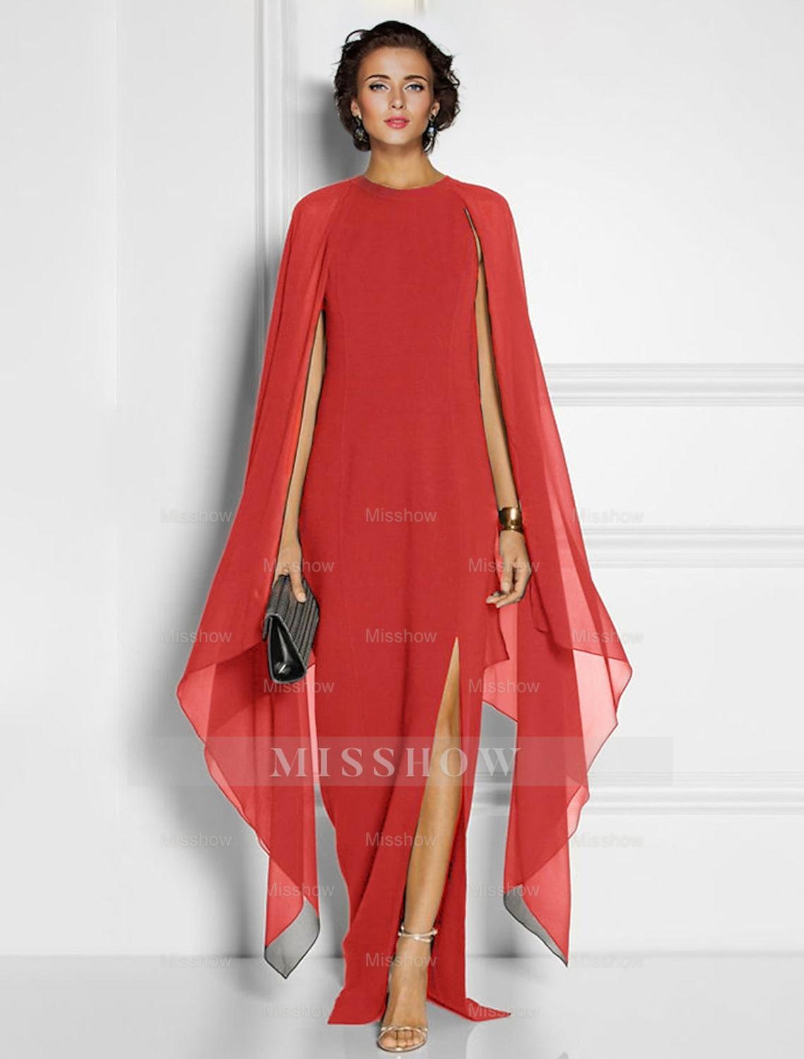 Chiffon Wedding Guest Dresses with Side Split in Sheath/Column Style