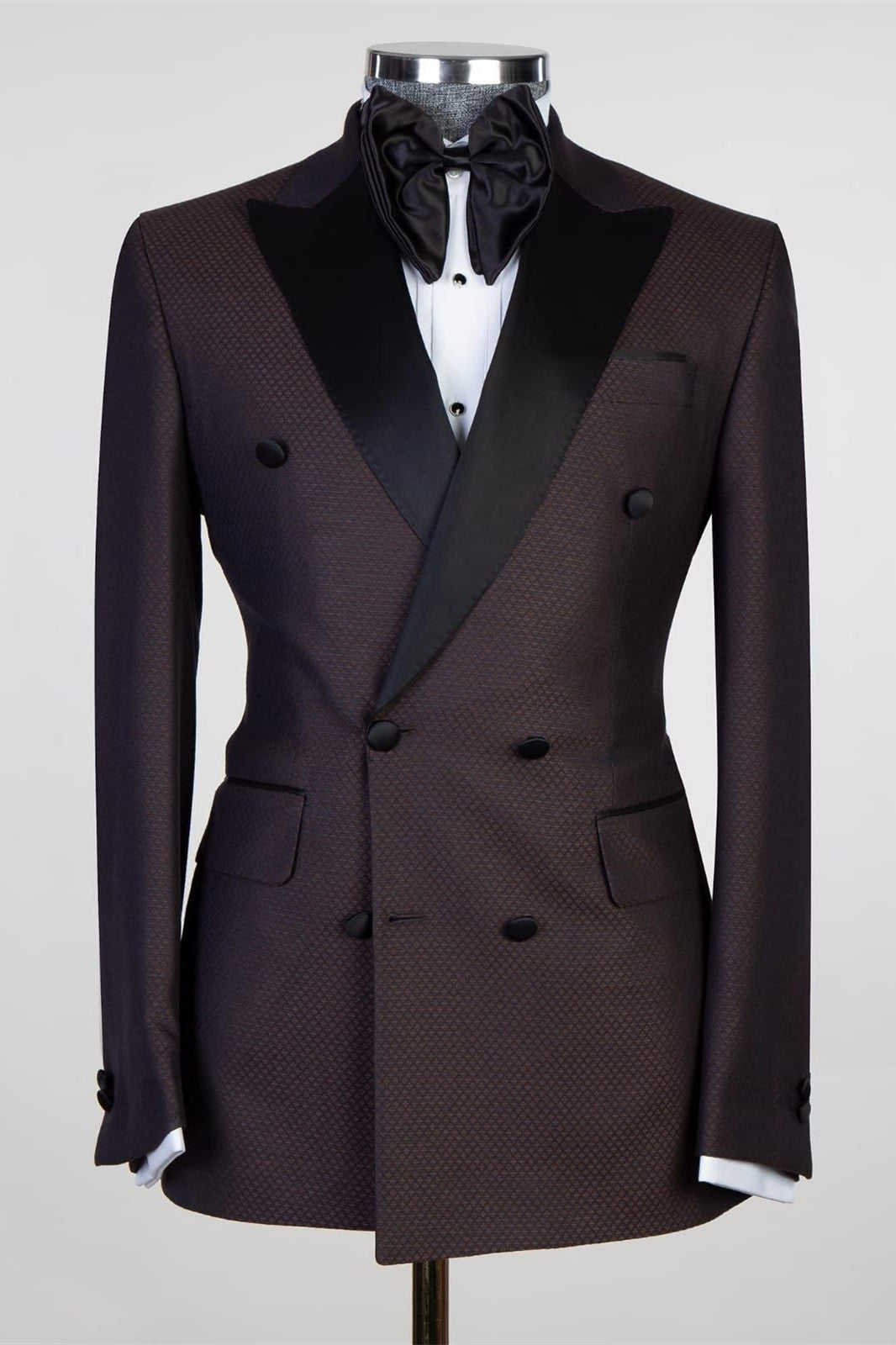 Chocolate Fashion Double-Breasted Two-Piece Prom Suit for Men