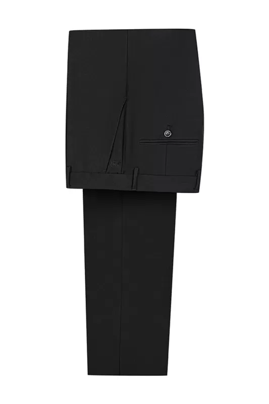 Classic Black Shawl Lapel Three-Piece Jacquard Prom Suit