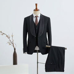 Classic Black Three Pieces Custom Wedding Suit for Grooms