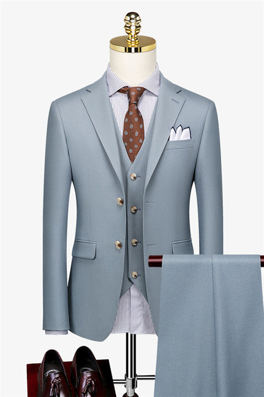Classic Blue Bespoke Three-Piece Close-Fit Business Suit
