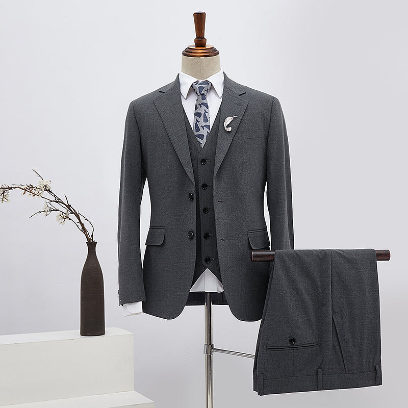 Classic Dark Gray Three Pieces Slim Fit Custom Formal Men’s Wear
