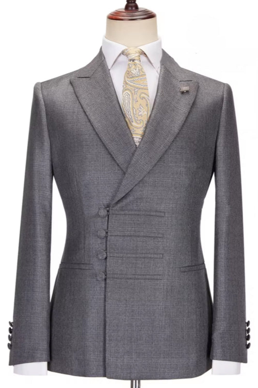 Classic Gray Peak Lapel Custom Business Suit