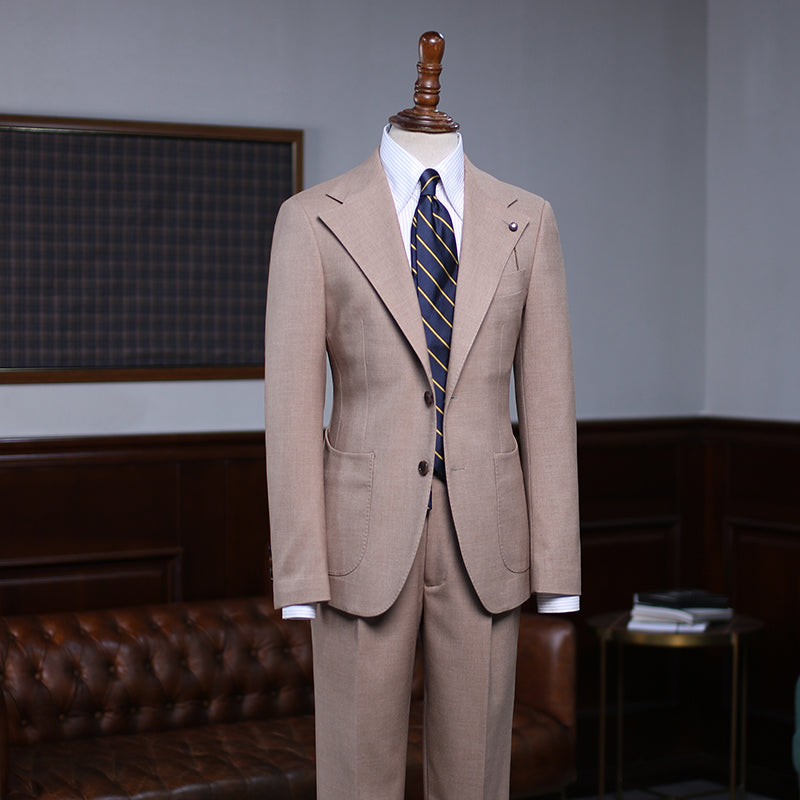 Classic Khaki Two Pieces Slim Fit Custom Business Suit