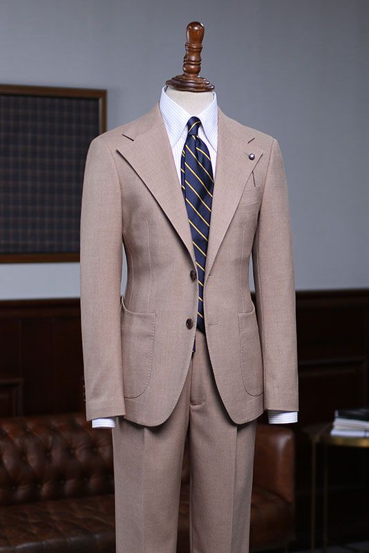 Classic Khaki Two Pieces Slim Fit Custom Business Suit