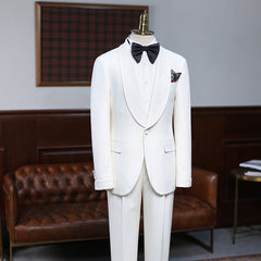 Classic White Two Pieces Slim Fit Custom Groom’s Wedding Suit