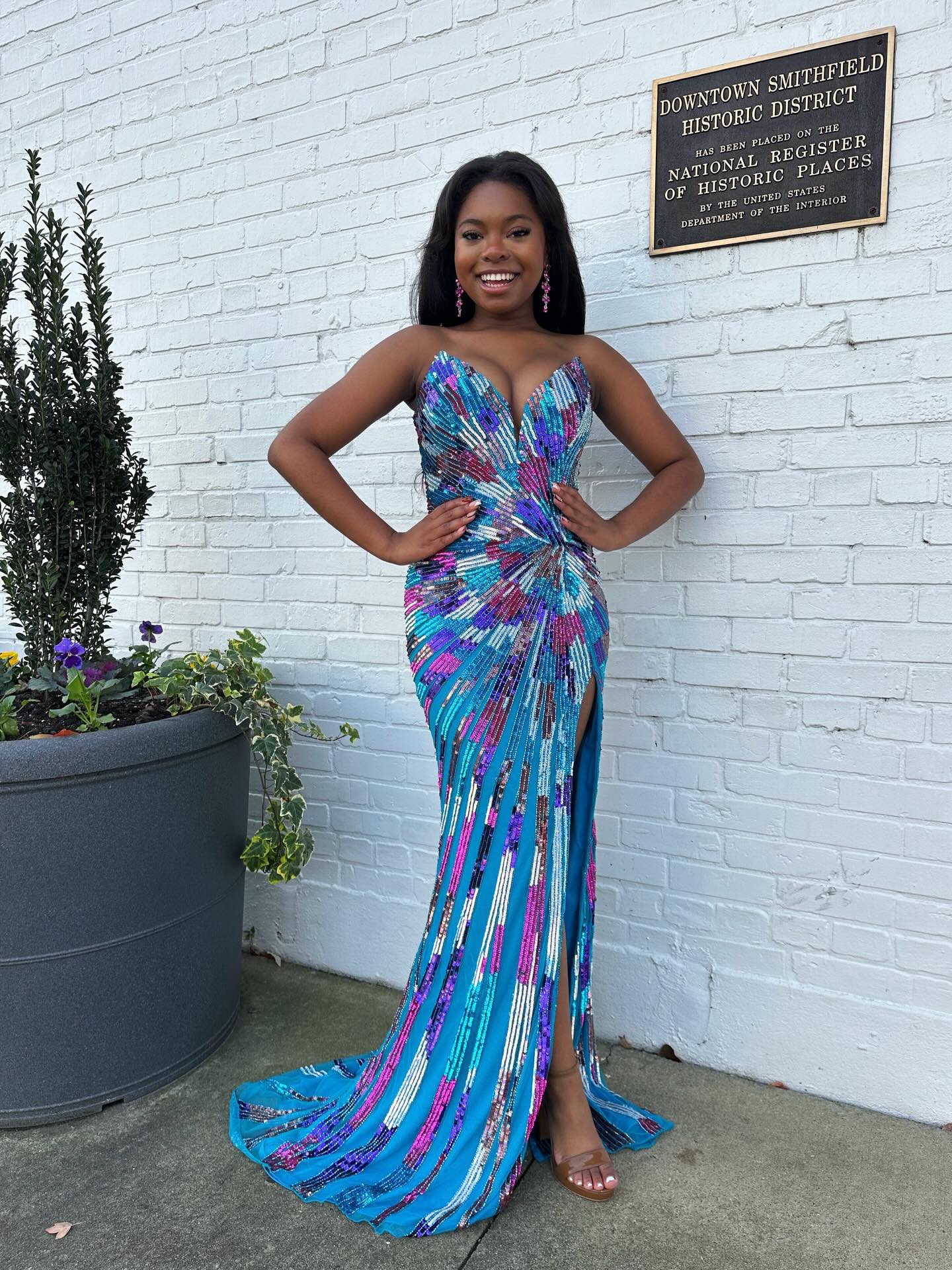 Peacock sweetheart beaded mermaid prom dress
