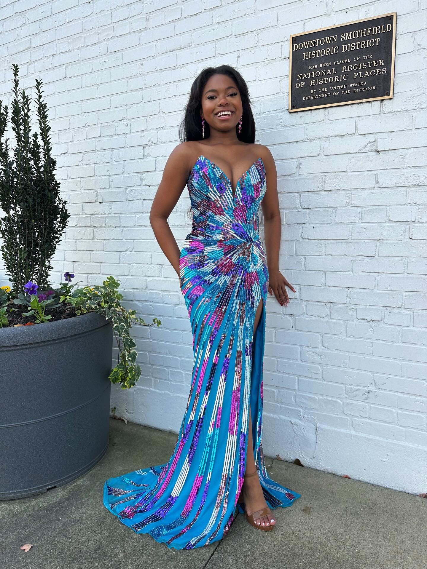 Peacock sweetheart beaded mermaid prom dress