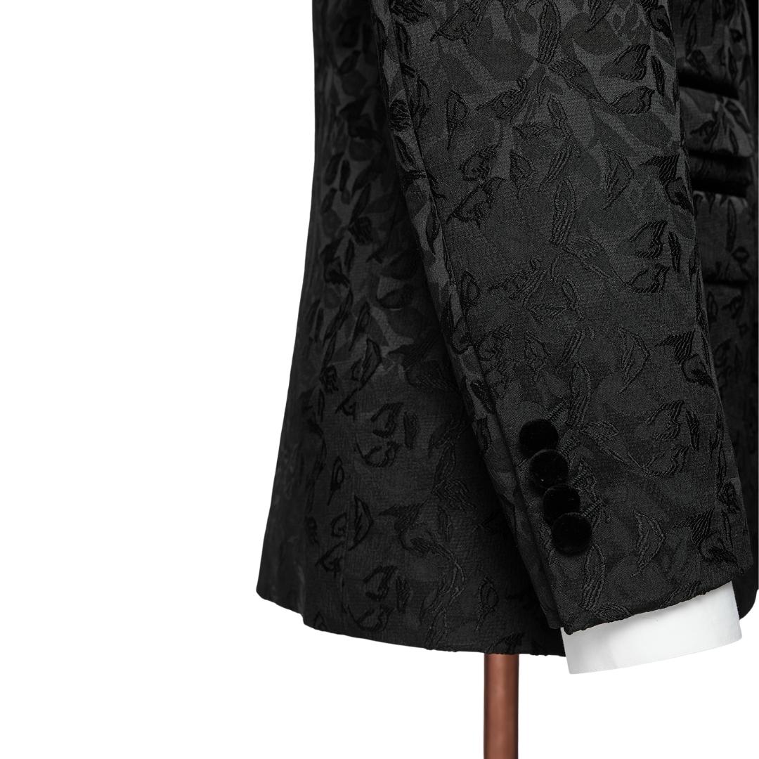 Contemporary Black Jacquard Shawl Collar Two-Piece Groom's Suit