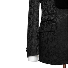 Contemporary Black Jacquard Shawl Collar Two-Piece Groom's Suit