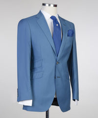 Contemporary Blue Two-Piece Notched Lapel Prom Men’s Suits