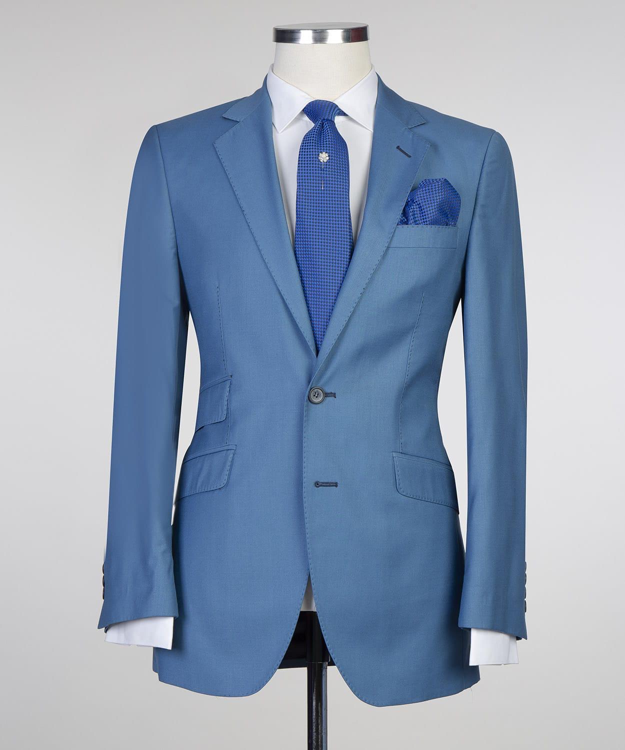 Contemporary Blue Two-Piece Notched Lapel Prom Men’s Suits