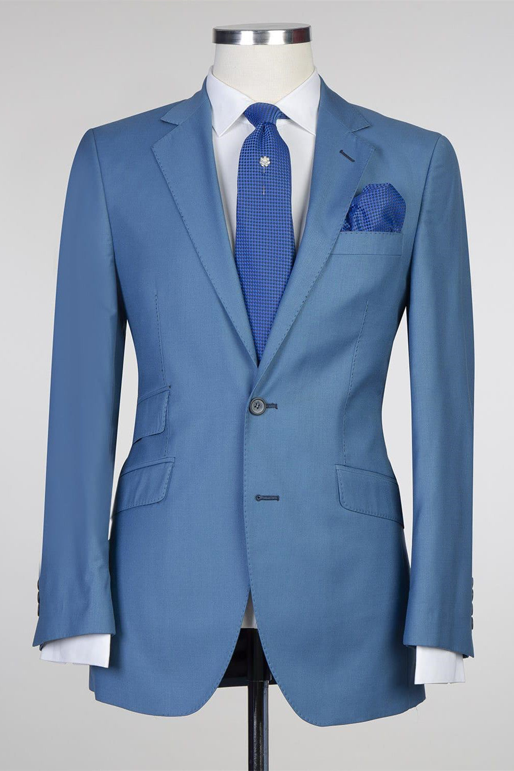 Contemporary Blue Two-Piece Notched Lapel Prom Men’s Suits