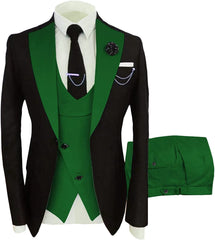Contemporary Green Shawl Lapel Three-Piece Prom Suit