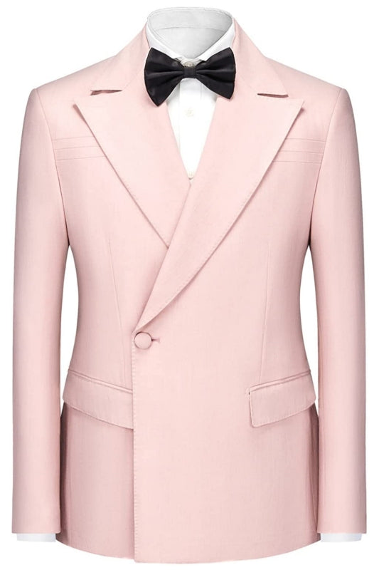 Contemporary Pink Peaked Lapel Prom Ensemble For Men