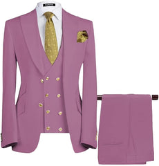 Contemporary Wisteria Three-Piece Peaked Lapel Prom Ensemble For Men