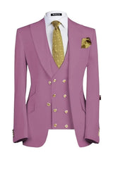 Contemporary Wisteria Three-Piece Peaked Lapel Prom Ensemble For Men