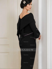 Cowl Neck Sheath/Column Dress with 3/4 Sleeves and Pearl Details for Mothers of the Bride & Groom