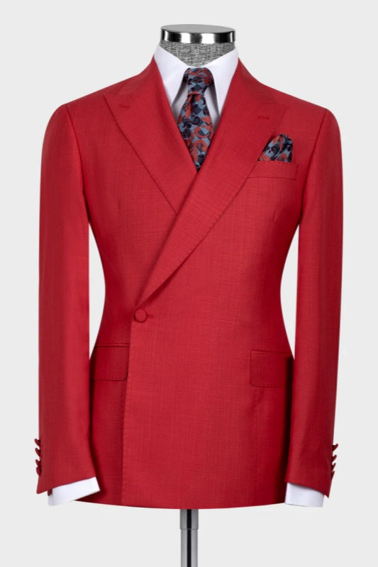 Crimson Peaked Lapel Wedding Men's Suit