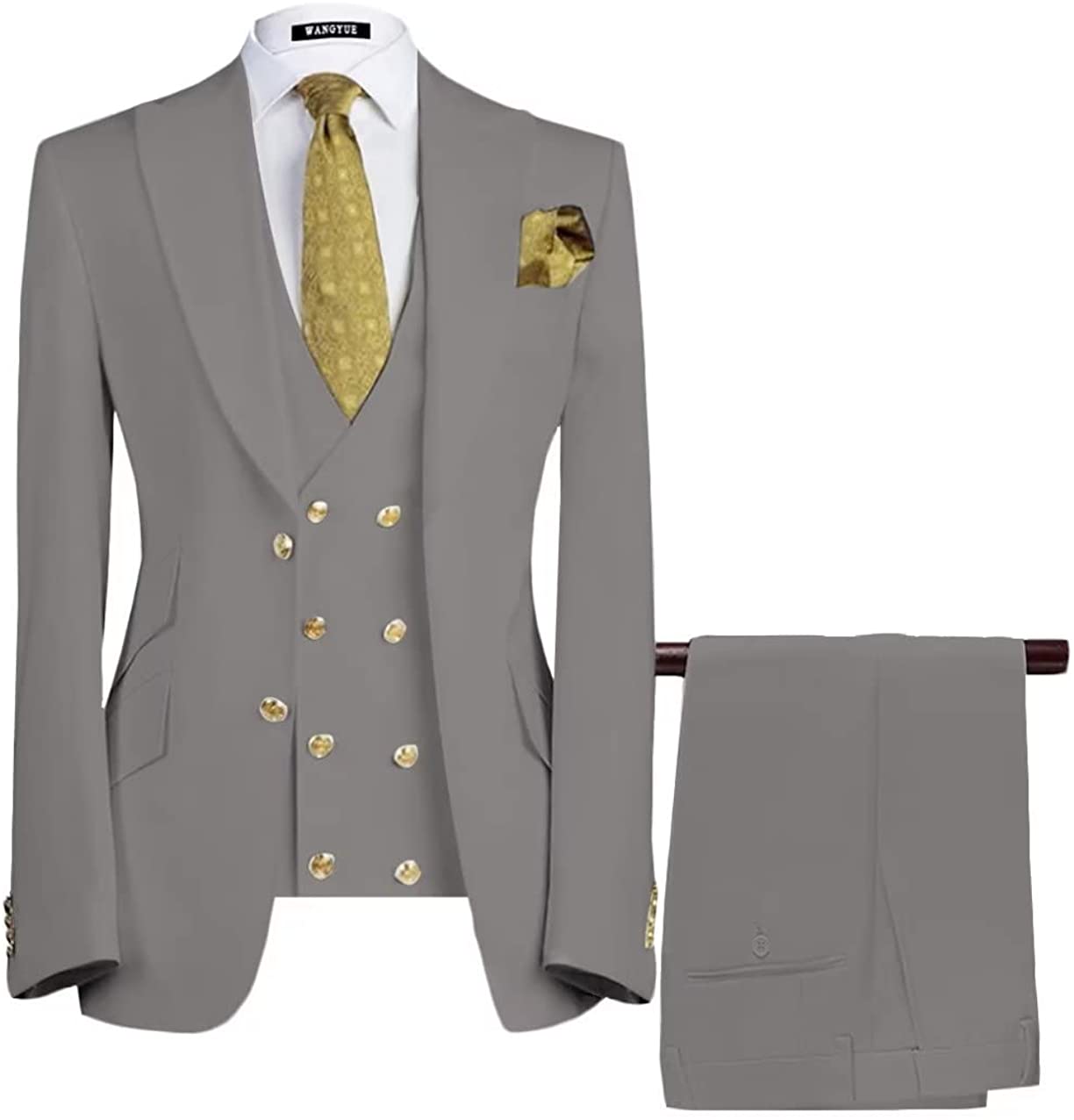 Custom Gray Single-Breasted Three-Piece Business Men's Suit