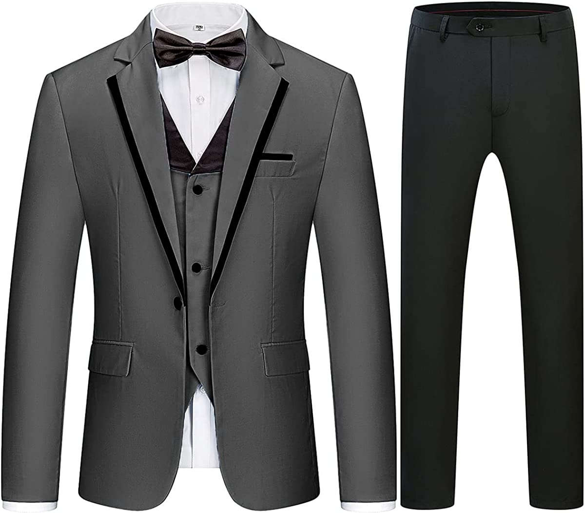 Custom Gray Three-Piece Notch Lapel Men's Business Suit