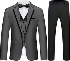 Custom Gray Three-Piece Notch Lapel Men's Business Suit