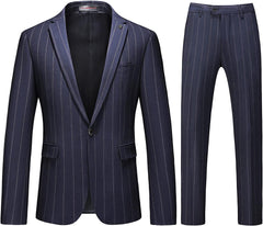 Custom-Made Blue Peak Lapel Striped Men's Business Suit
