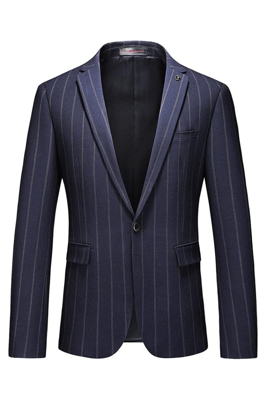 Custom-Made Blue Peak Lapel Striped Men's Business Suit