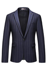 Custom-Made Blue Peak Lapel Striped Men's Business Suit