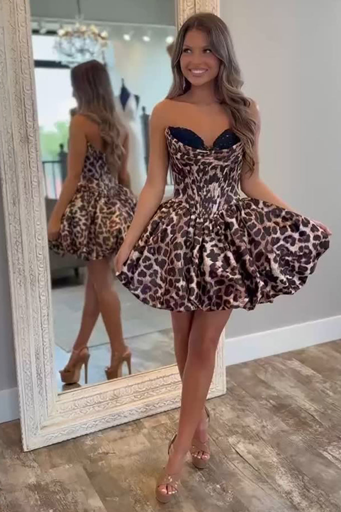 cheetah print dress for homecoming Sparkly Yellow Tight Sweetheart Short Corset Homecoming Dress with Beading  – misshow.com main image 0