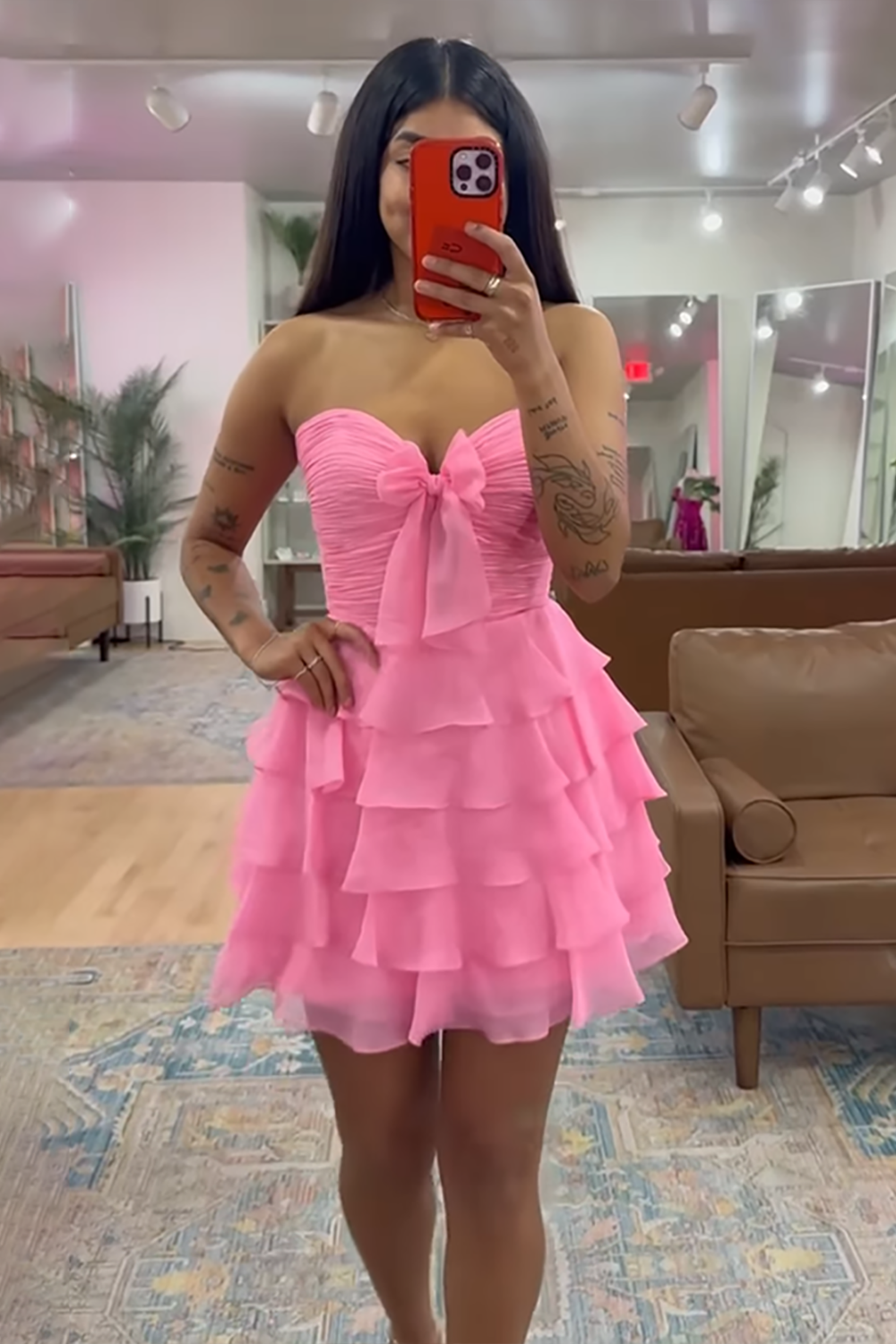 Cute Blue Chiffon A Line Tiered Short Homecoming Dress with Ruffles