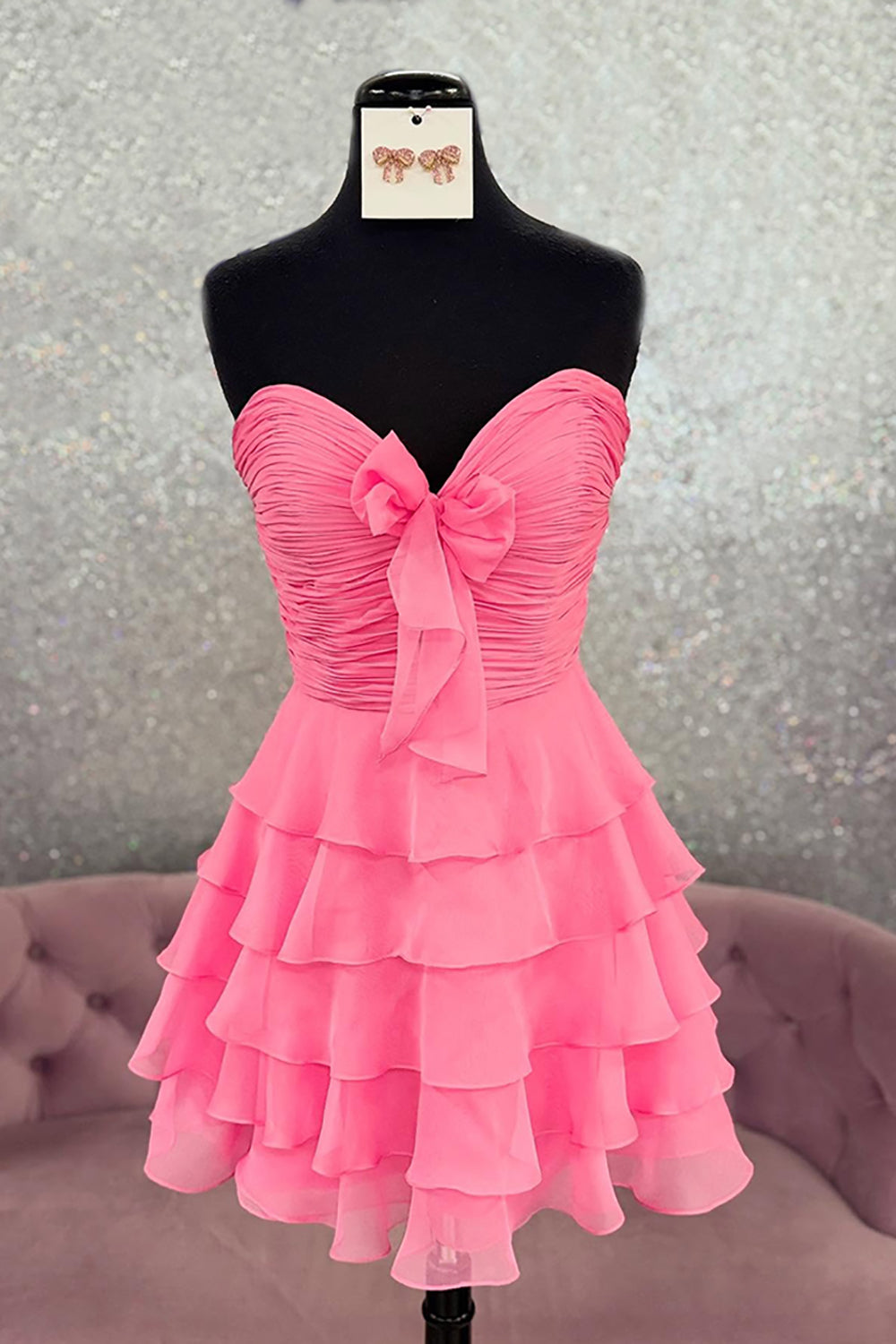 Cute Blue Chiffon A Line Tiered Short Homecoming Dress with Ruffles