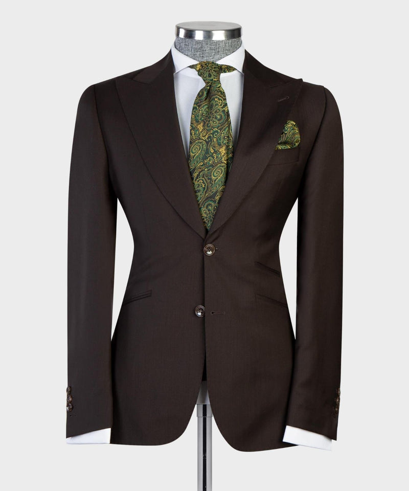 Dark Brown Latest Peaked Lapel Three-Piece Men’s Business Suits
