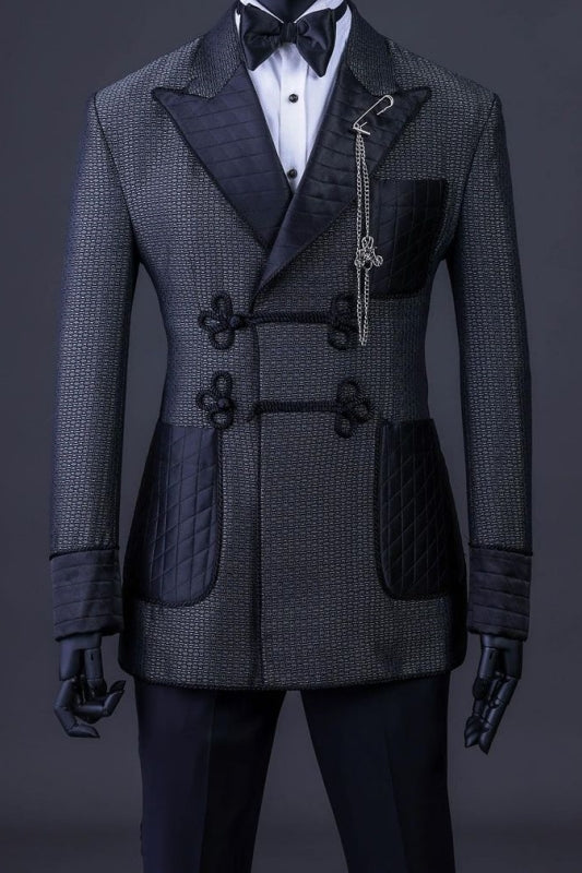 Dark Grey Notched Lapel Two-Piece Bespoke Prom Suits