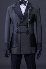 Dark Grey Notched Lapel Two-Piece Bespoke Prom Suits