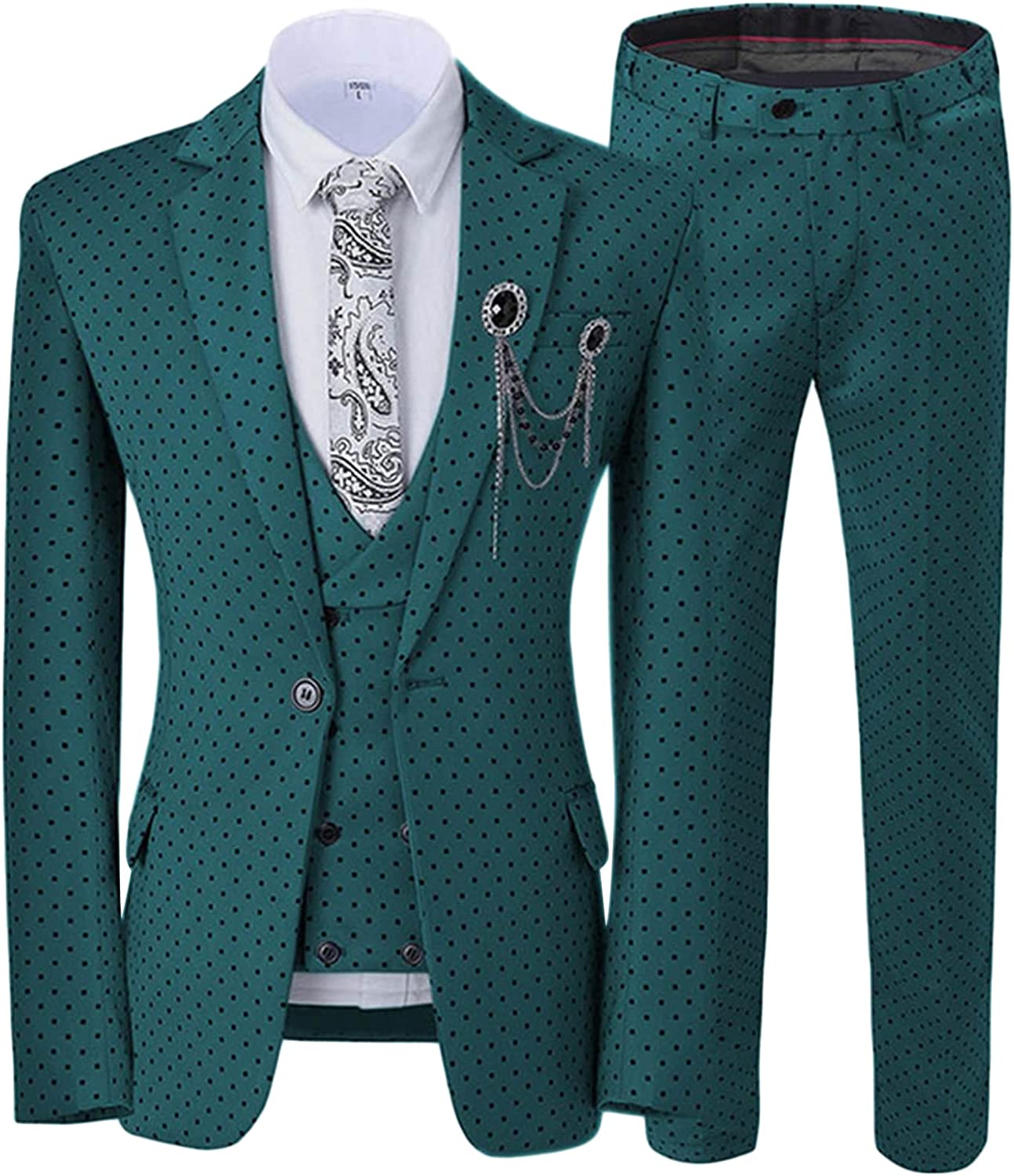 Dark Jade Notched Lapel Three Piece Bespoke Prom Suite