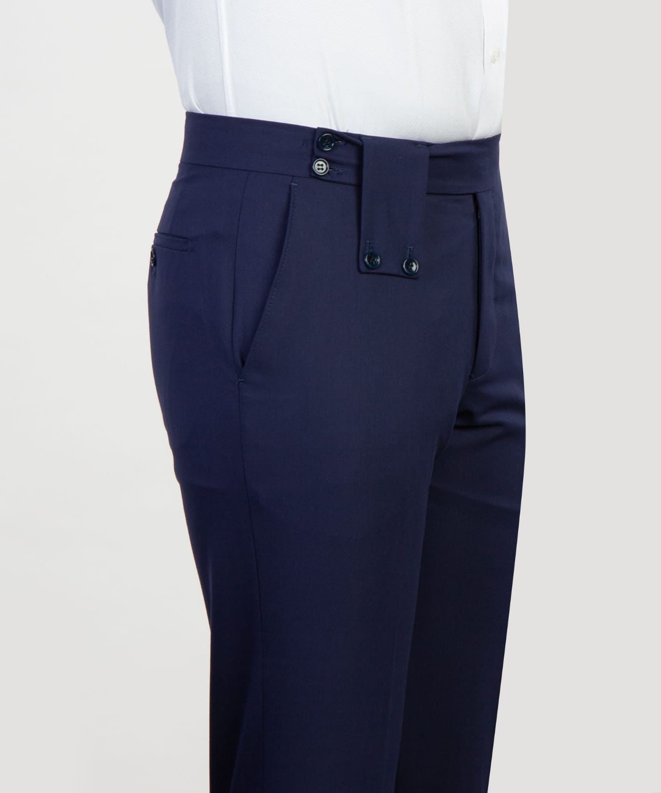 Dark Navy Double Breasted Peak Lapel Slim Fit Trendy Men’s Suits