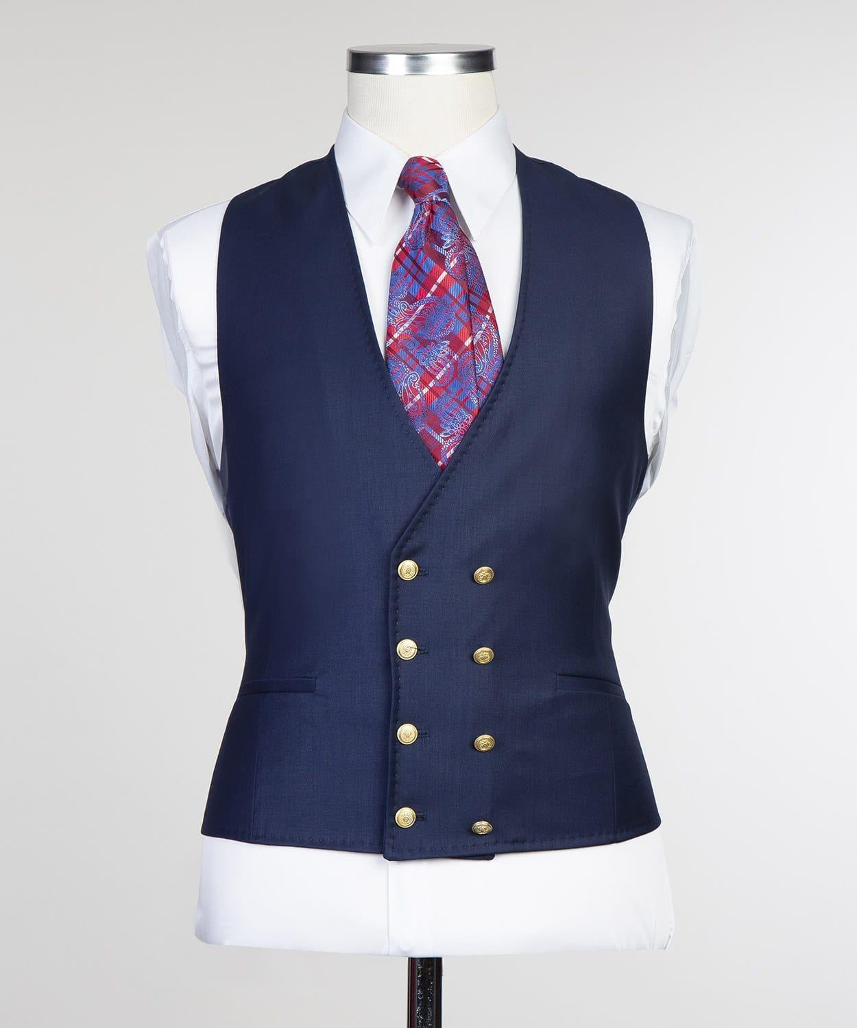 Dark Navy Stylish Peak Lapel Three-Piece Men’s Suits