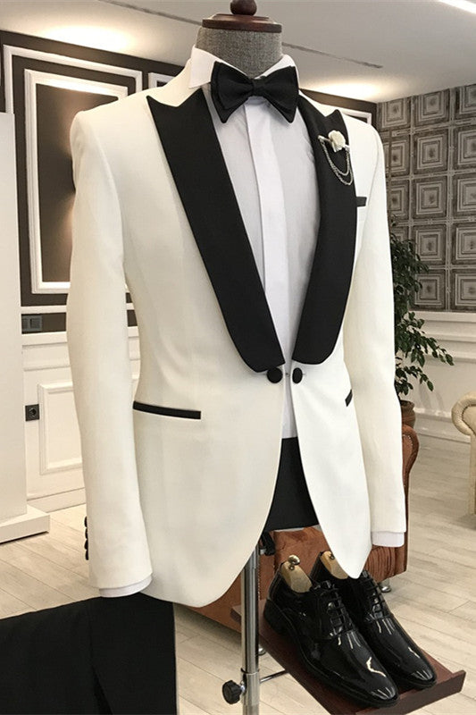 Dazzling White Peaked Lapel Two-Piece Prom Ensemble