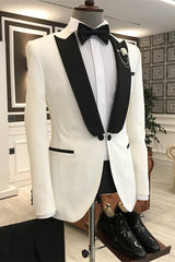 Dazzling White Peaked Lapel Two-Piece Prom Ensemble