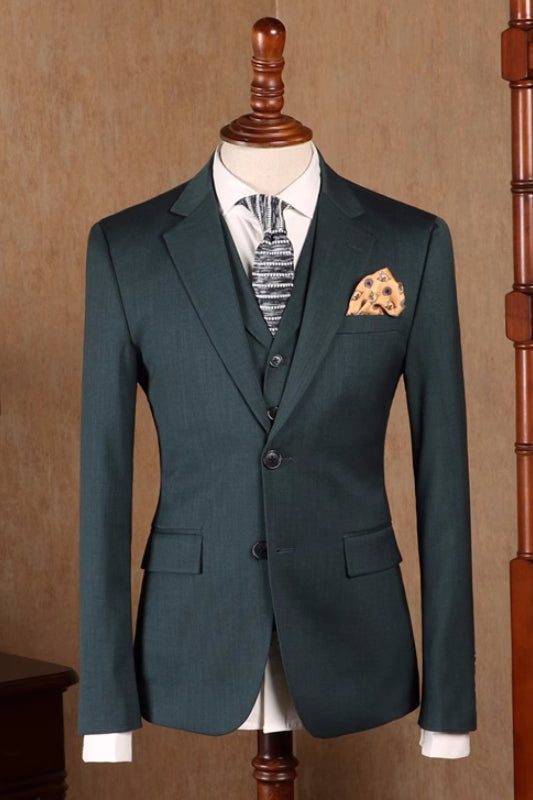 Decent Dark Green Notched Lapel Three-Piece Prom Suit