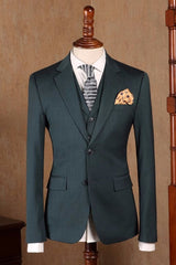 Decent Dark Green Notched Lapel Three-Piece Prom Suit