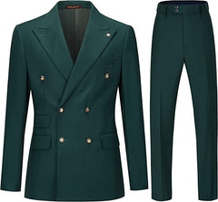 Deep Green Slim Fit Double Breasted Men's Prom Suit
