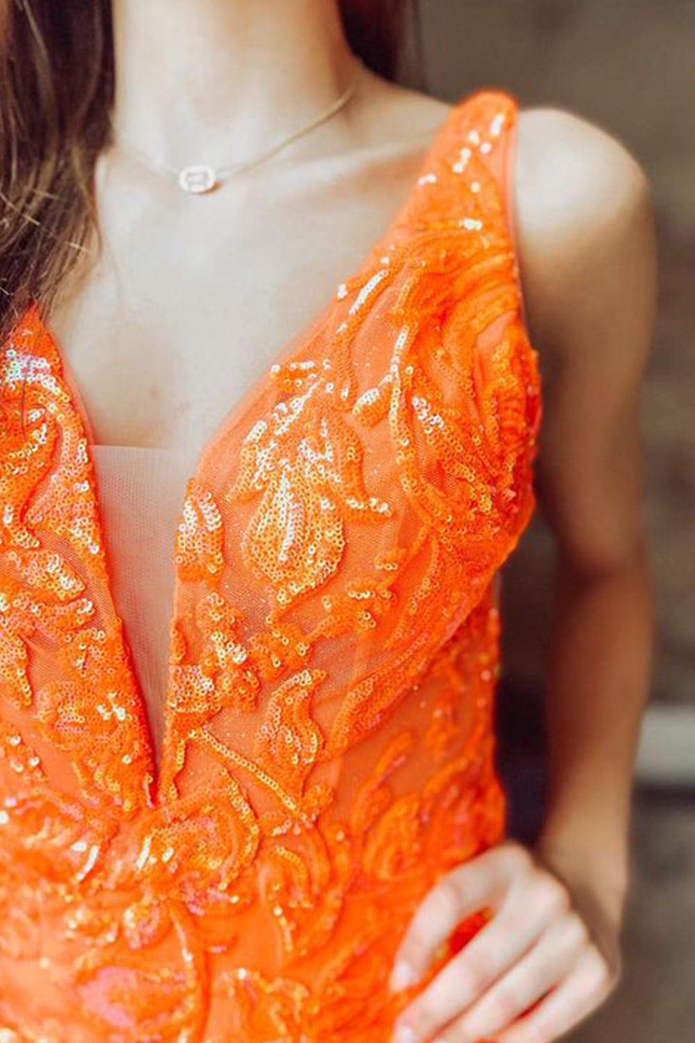 Deep Plunging V-Neck Wide Strap Floral Sequin Illusion Panel Open Back Dense Feather Hem Bodycon Homecoming Dress Mini