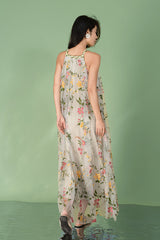 Designer Long Colorful Halter Sleeveless Dress