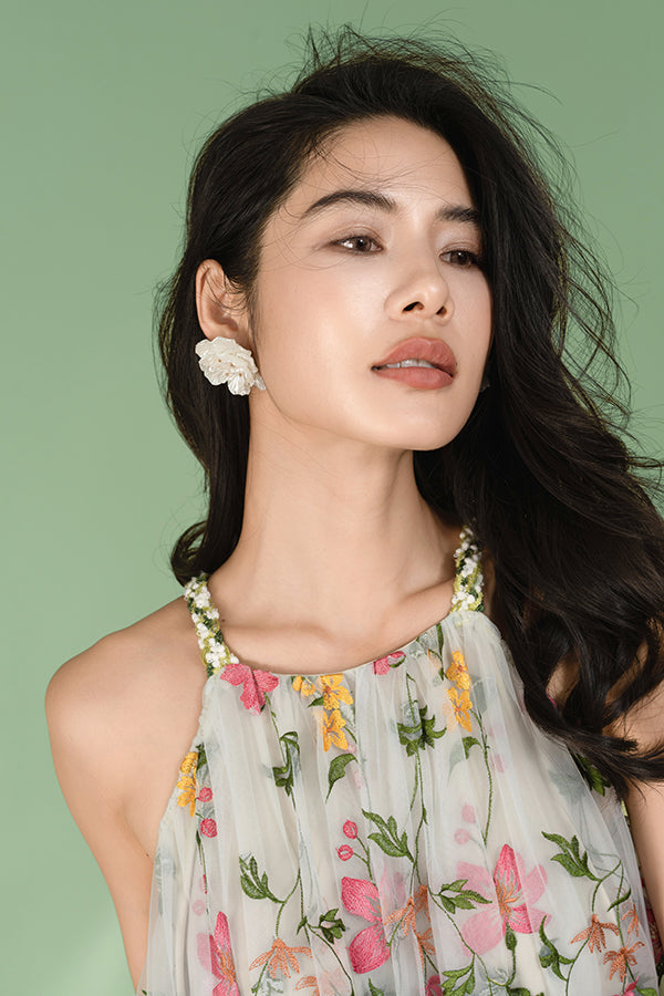 Designer Long Colorful Halter Sleeveless Dress