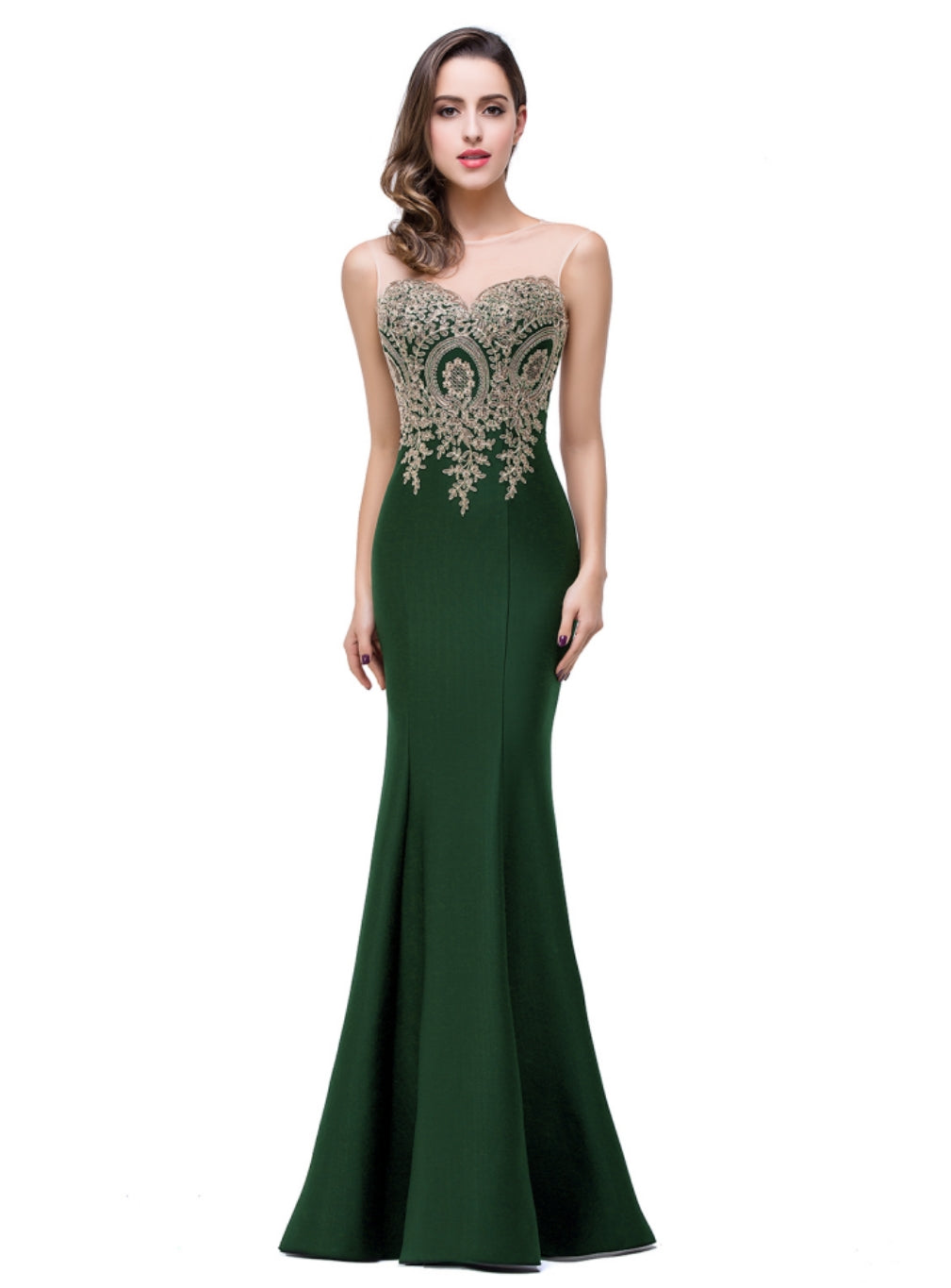 Designer Mermaid Floor-Length Sheer Floor Length Dresses with Rhinesto misshow.com Designer Mermaid Floor-Length Sheer Floor Length Dresses with Rhinesto misshow.com