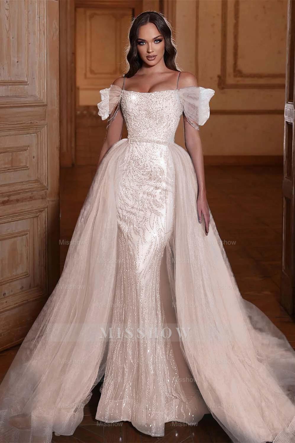 Dusty Blue Sweetheart Sleeveless Mermaid Tulle Ruffled Floor Length Evening Gown